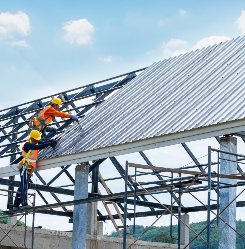 Construction Worker Installing Roof